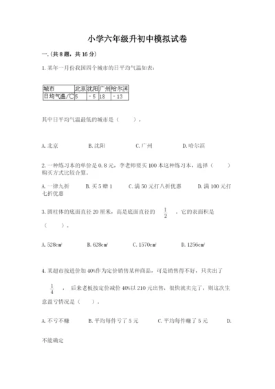 小学六年级升初中模拟试卷【综合卷】.docx