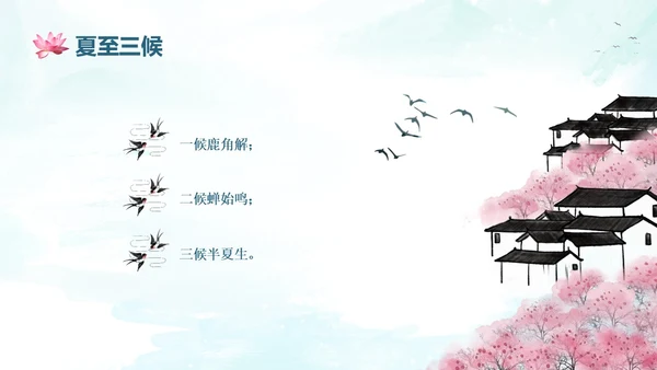 蓝绿色水墨国风夏至二十四节气知识科普PPT