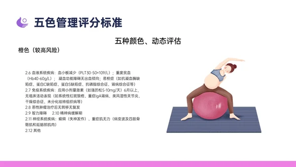 紫色简约卡通插画高危妊娠五色管理PPT课件