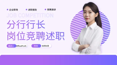 紫色渐变风银行行长竞聘述职PPT