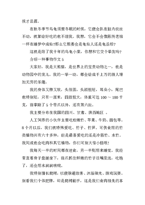 介绍一种事物五年级作文6篇