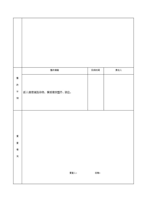 施工安全隐患排查记录表