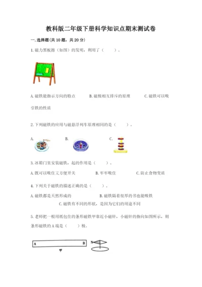 教科版二年级下册科学知识点期末测试卷附参考答案（基础题）.docx