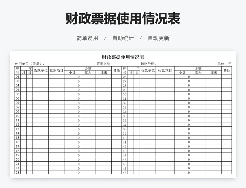 财政票据使用情况表