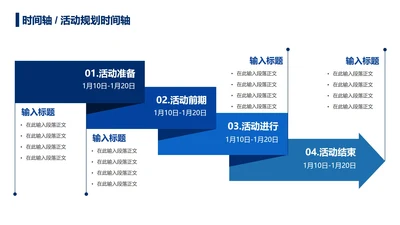 蓝色简约风扁平活动规划时间轴关系页PPT模板