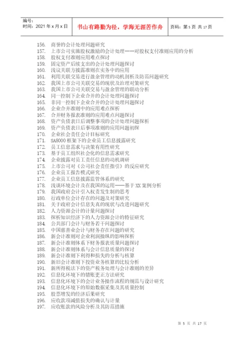 毕业论文参考选题与指南(XXXX)-上海立信会计学院.docx