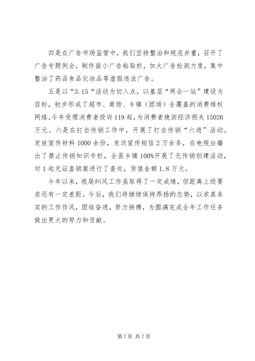 县工商局纠风工作小结报告.docx