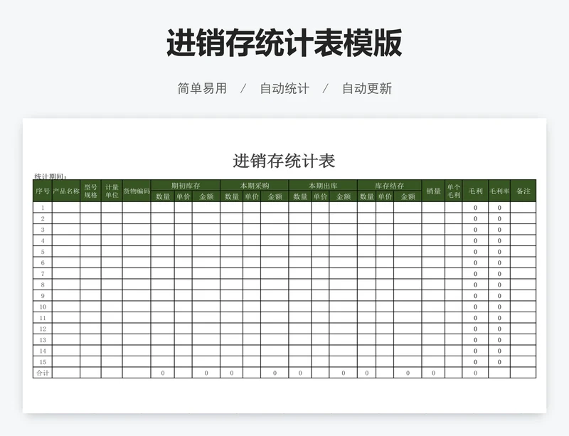 进销存统计表模版
