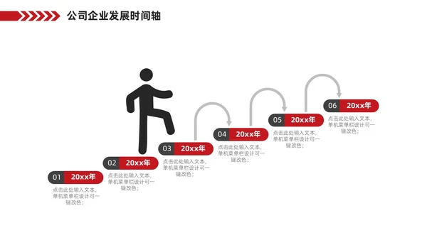 红色企业公司发展历程大事记时间轴PPT图表