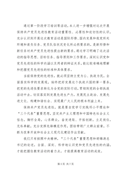 保持共产党员先进性第一阶段个人总结.docx