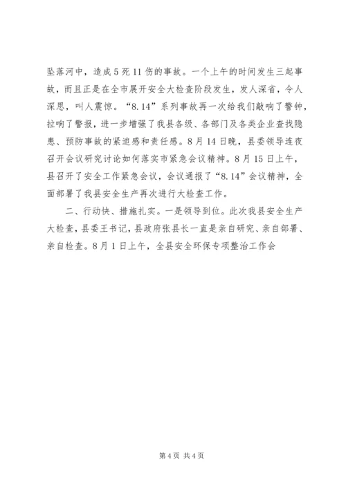 向督查组的关于全县安全生产大检查工作的情况汇报 (6).docx