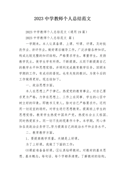 2023中学教师个人总结范文.docx