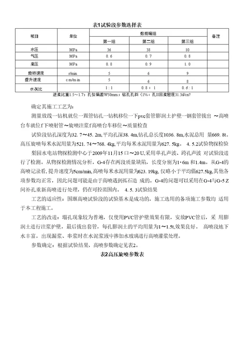 梨园厂房围堰深孔高压旋喷施工工艺研究