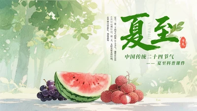 绿色简约中国传统二十四节气之夏至科普课件PPT模板