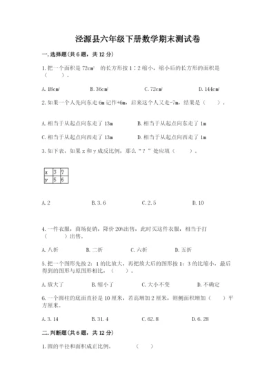 泾源县六年级下册数学期末测试卷精品含答案.docx