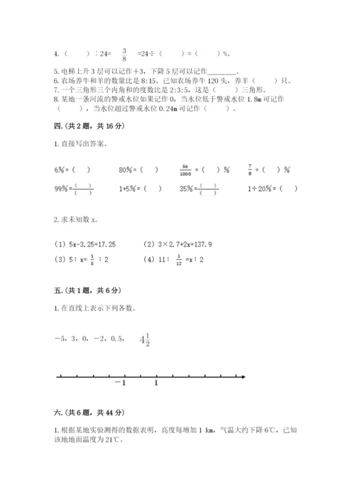 人教版数学六年级下册试题期末模拟检测卷附参考答案（综合卷）.docx