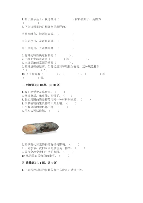 教科版二年级上册科学期末考试试卷a4版.docx