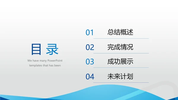 蓝色时尚工作总结述职商务风通用PPT动态模板