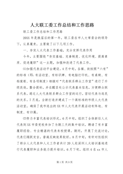 人大联工委工作总结和工作思路.docx