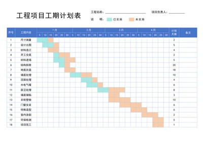 工程项目工期计划表