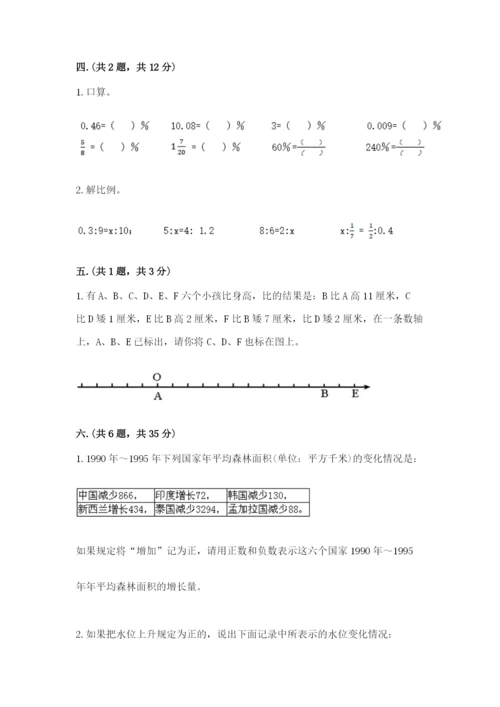 河南省平顶山市六年级下册数学期末考试试卷（巩固）.docx