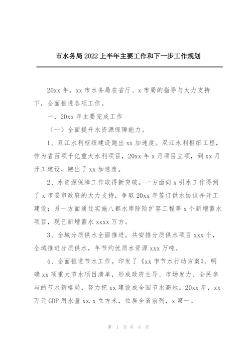 市水务局2022上半年主要工作和下一步工作规划.docx