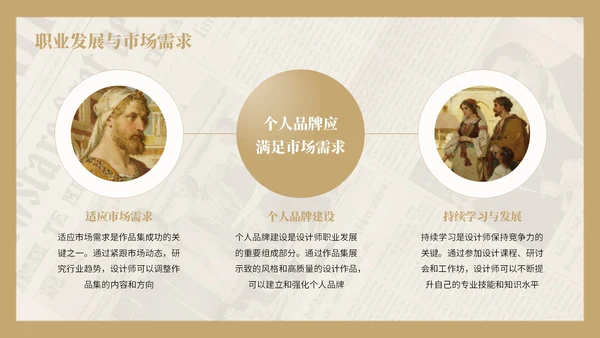 棕黄色复古风艺术作品集PPT