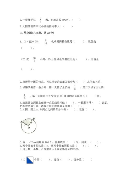 小学数学六年级上册期末测试卷含答案（模拟题）.docx