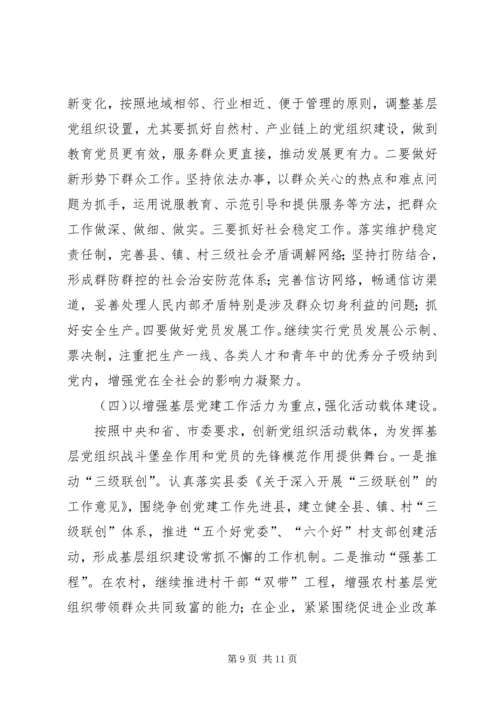 县党的基层组织建设工作会议上的讲话.docx