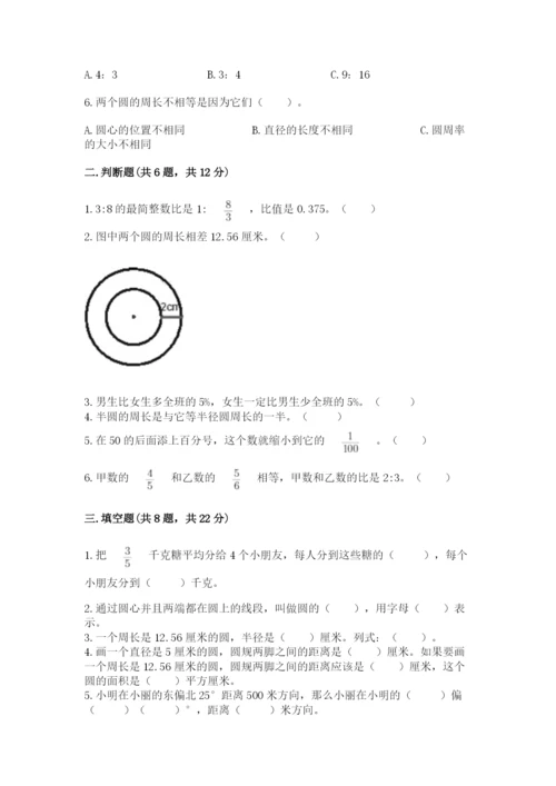 人教版六年级上册数学期末测试卷精品【易错题】.docx