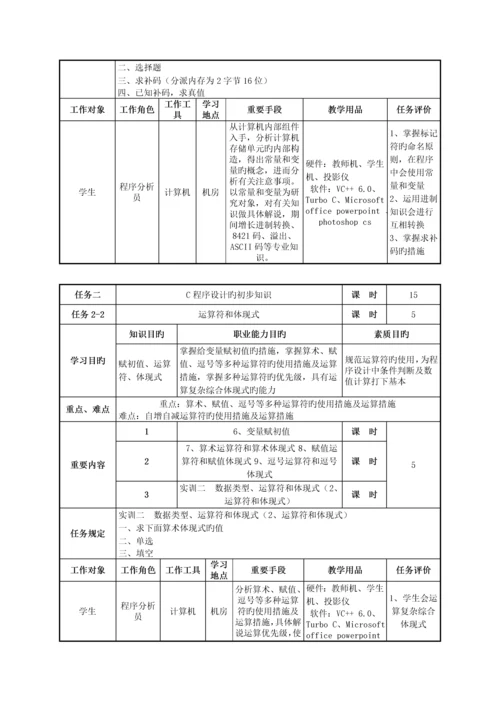 C语言程序设计课程教学设计专题方案.docx