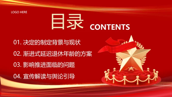 实施渐进式延迟退休年龄的决定PPT模板