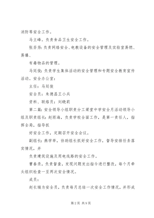初中安全工作领导小组分工.docx