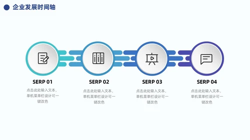 蓝色企业公司发展历程大事记时间轴PPT模板图表