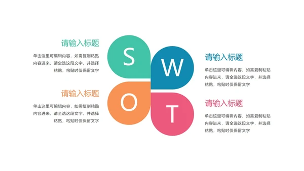 多色SWOT图示PPT模板