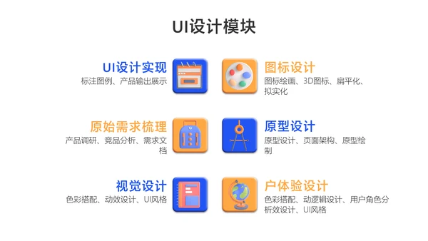 蓝色3D风UI设计培训课程教学