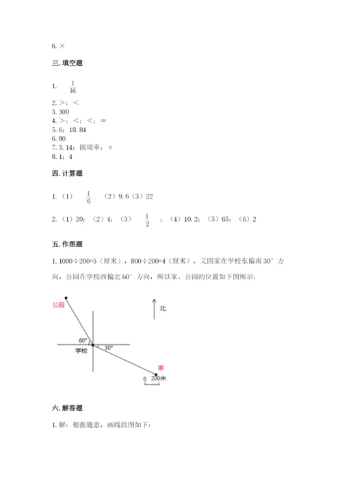 小学数学六年级上册期末测试卷含答案（精练）.docx