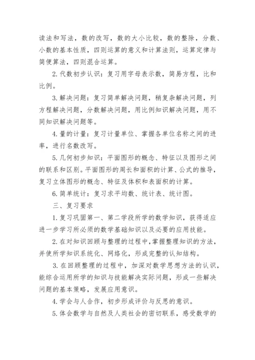 小学六年级数学毕业考试复习计划6篇.docx