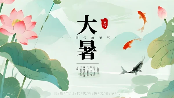 绿色小清新简约大暑教学课件PPT模板