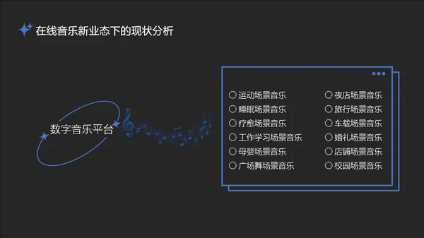 蓝黑微酸性场景音乐用户观察报告PPT模板