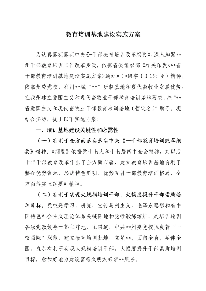 教育培训基地建设实施专业方案.docx