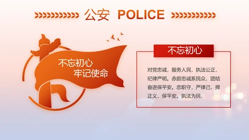 红色大气公安民警述职报告动态PPT模板
