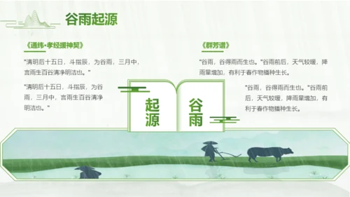 简约绿色中国风二十四节气谷雨PPT模板