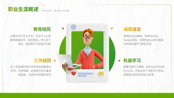 绿色小清新自我介绍PPT模板