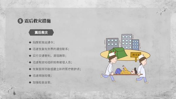 灰色复古简约插画512全国防灾减灾日防震减灾安全通行宣传课