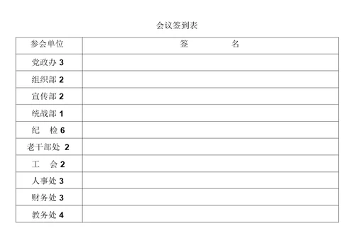 河北科技大学会议签到表