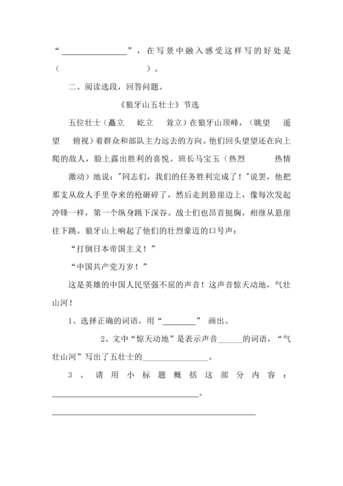 统编版部编版六年级语文上册课内阅读专项训练.docx