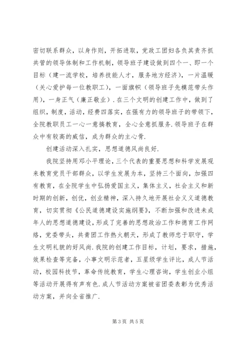 学院创建市文明单位汇报材料.docx