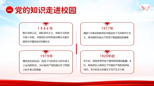 七一建党节党的知识进校园七一建党节主题班会PPT
