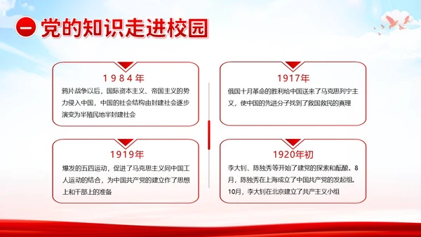 七一建党节党的知识进校园七一建党节主题班会PPT